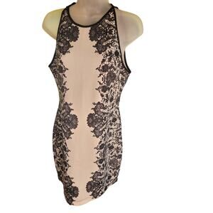 B Darlin Blk/Wht Flower Dress Sleeveless Zip Back Sz 13/14